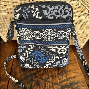 Vera Bradley Mini Hipster Black and Blue Quilted Crossbody Bag